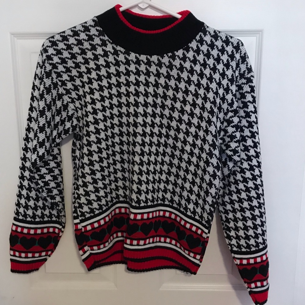 Vintage R.J. Pumpkin HoundsTooth Retro Little Girl Sweater